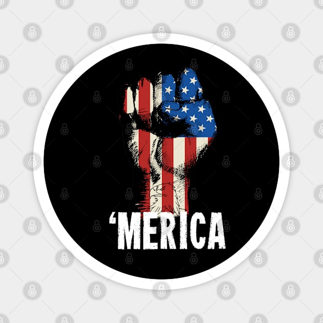 Merica We Stand For The Flag Patriot Fist Magnet by Suprise MF